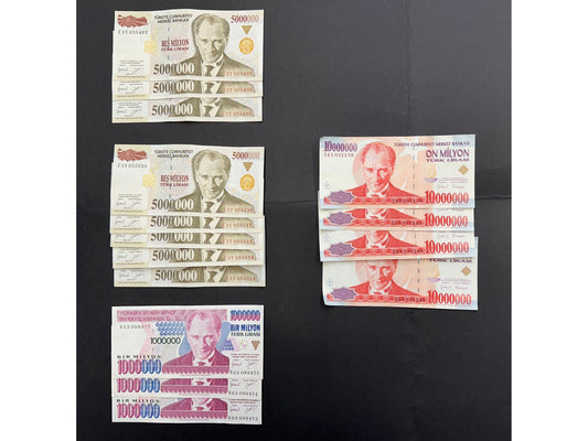 4 x Turkish Old Lira Banknote Sets with Consecutive Serial Numbers - 7th emission group 1970