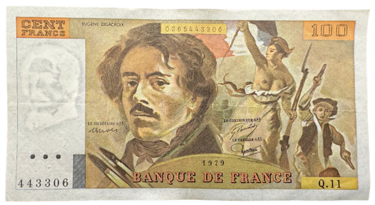 Banque De France 100 Francs "Delacroix" Banknote 1978-1989
