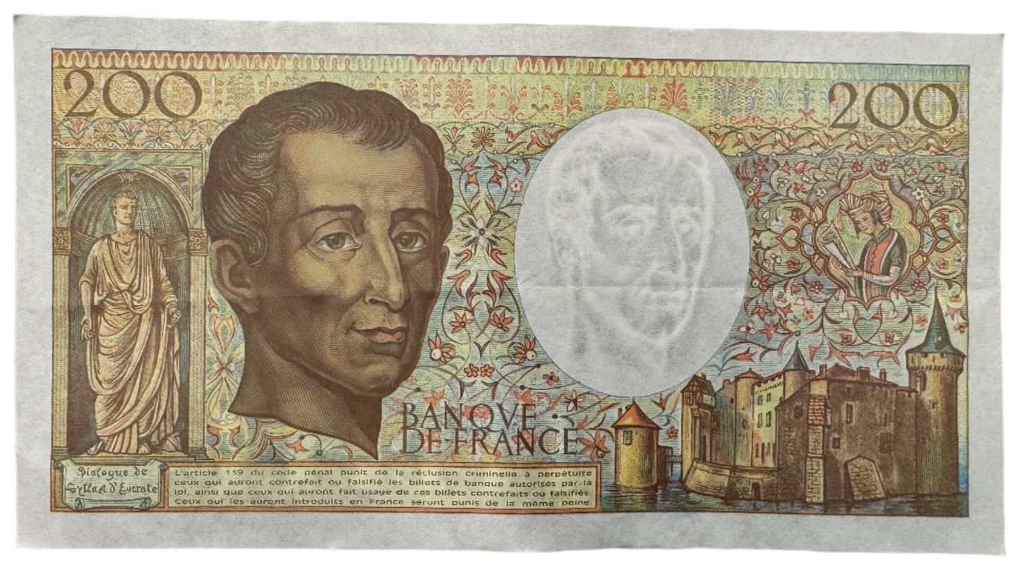 Banque De France 200 Francs "De Montesquieu" Banknote 1981-1992