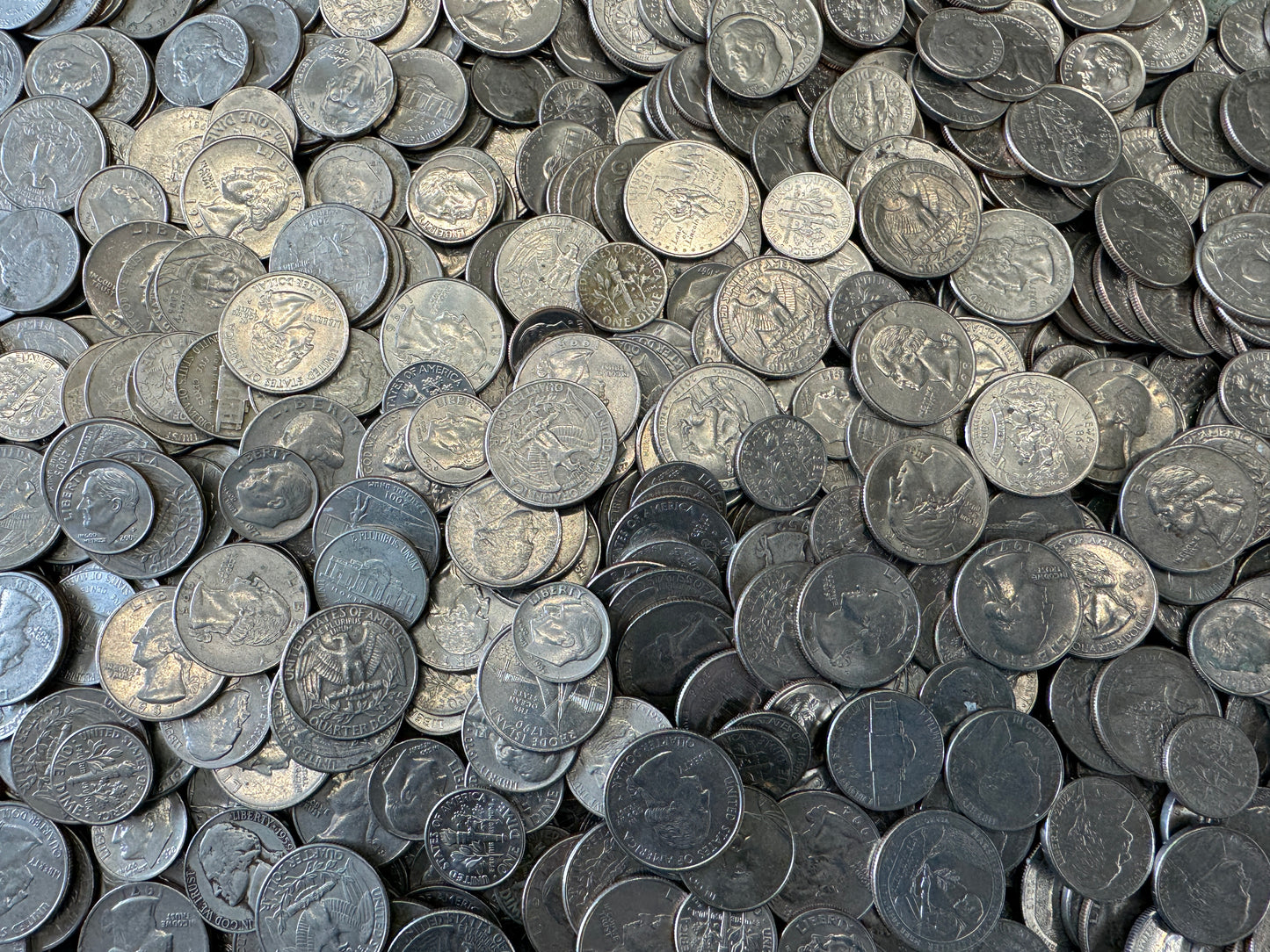 United States Coins USD in Dollars, Quarters, Dimes and Nickels
