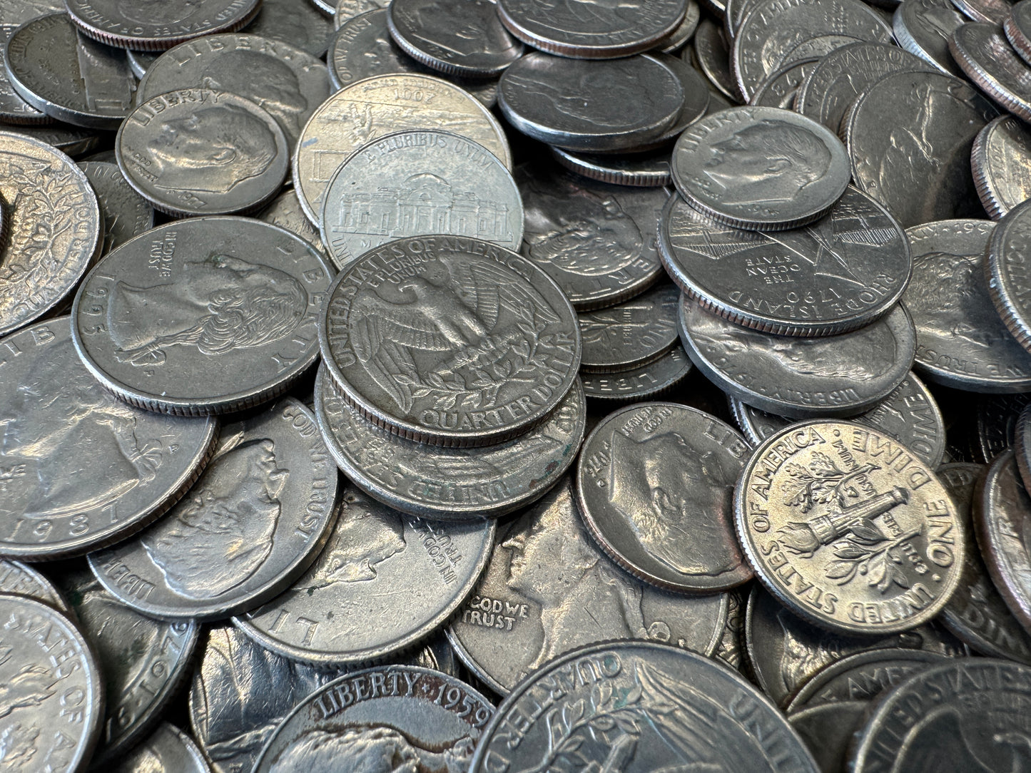 United States Coins USD in Dollars, Quarters, Dimes and Nickels