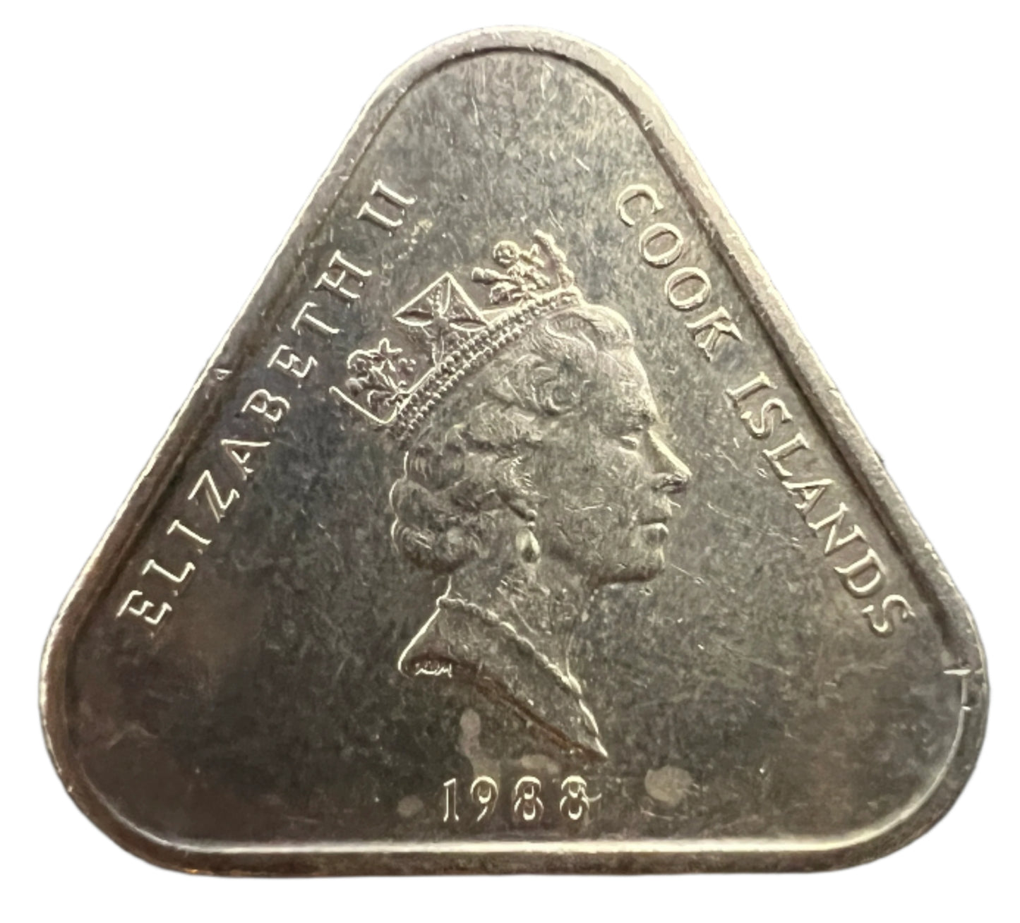 Cook Islands "Elizabeth II" (3rd Portrait) $2 Dollars Coin 1987-1994