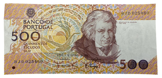 Banco De Portugal 500 Escudos (12th Print) Vintage Banknote 1987-1994
