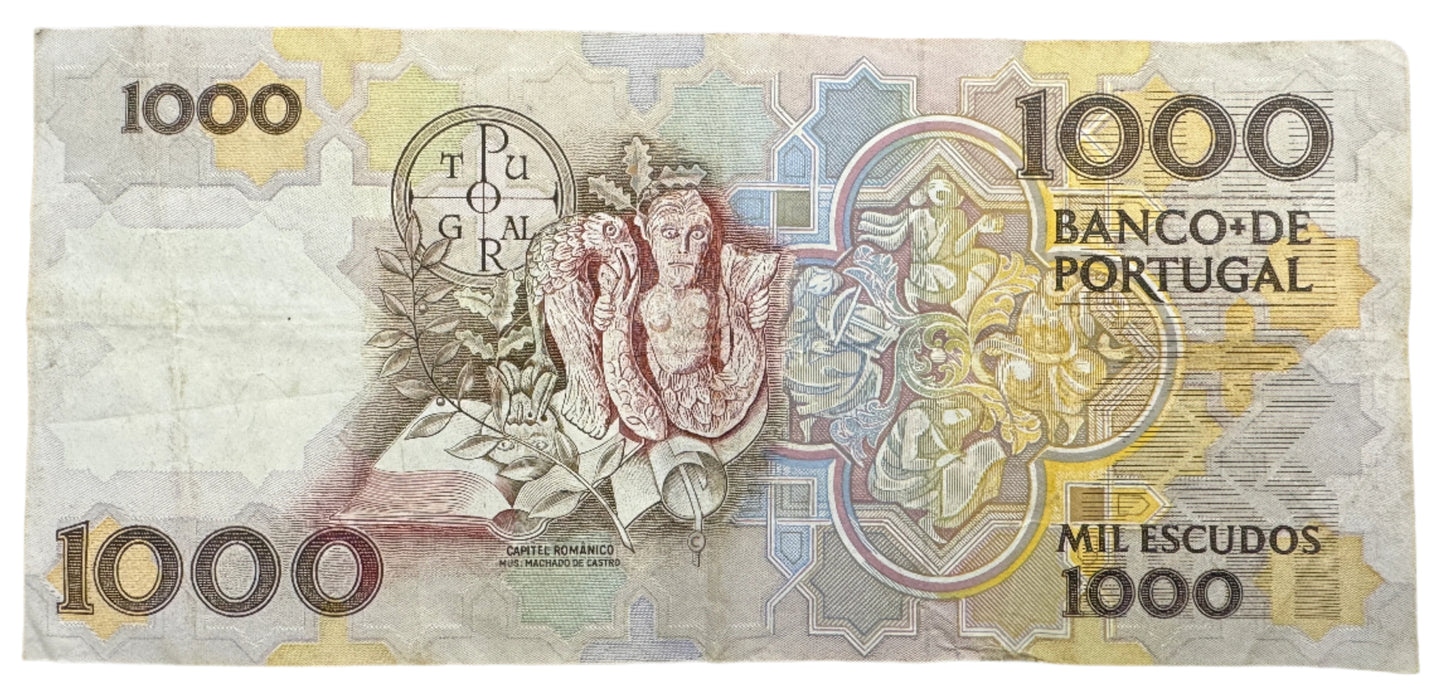 Banco De Portugal 1000 Escudos (12th Print) Vintage Banknote 1983-1994