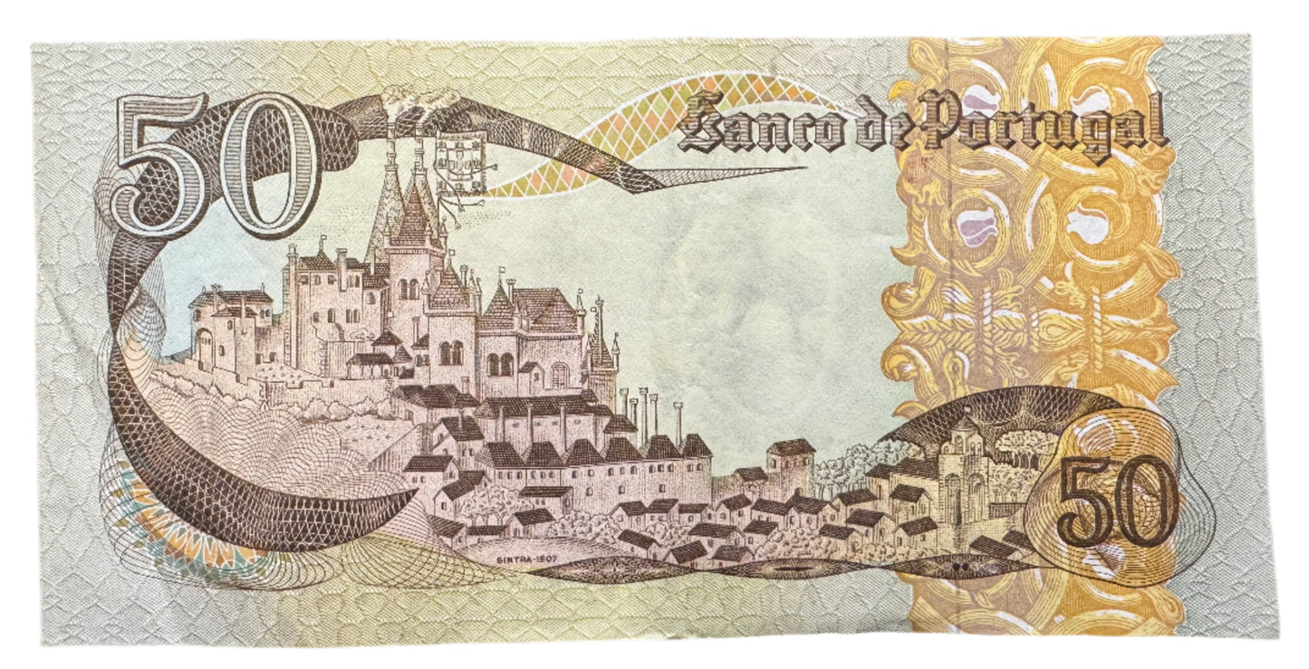 Banco De Portugal 50 Escudos (9th Print) Vintage Banknote 1968-1980