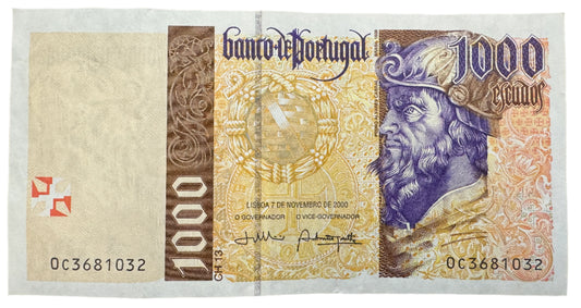 Banco De Portugal 1000 Escudos (13th Print) Vintage Banknote 1996-2000
