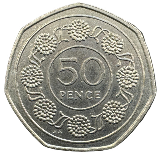 Gibraltar Candytuft Flowers 50 Pence Coin 1988-1989