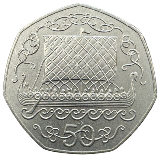 Isle Of Man Viking Longship 50 Pence Coin 1980-1984