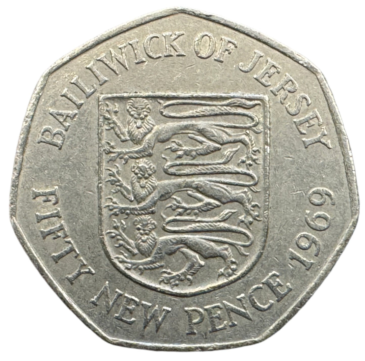 Jersey Vintage 50 New Pence Coin 1969-1980