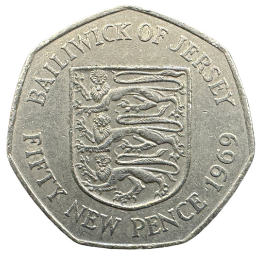 Jersey Vintage 50 New Pence Coin 1969-1980