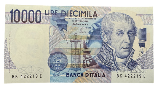 Italy 10,000 Lire (Volta) Vintage Banknote 1984-1998