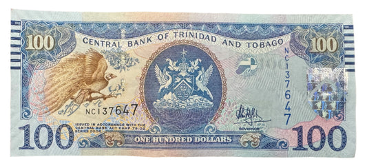 Trinidad and Tobago $100 Dollar Vintage Banknote 2006