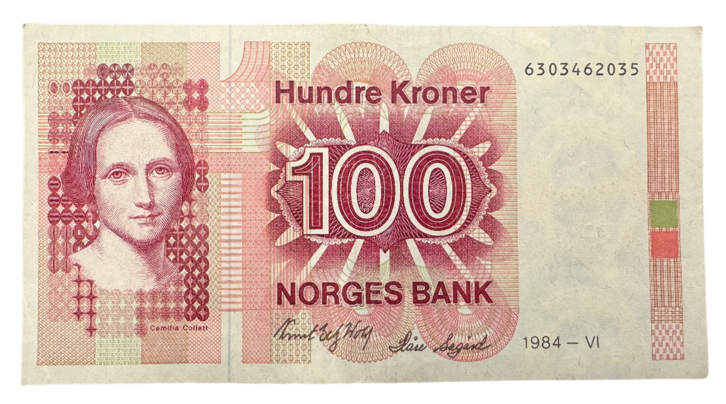 Norway 100 Kroner Norges Bank Vintage Banknote 1976-1994