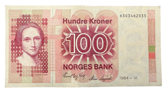 Norway 100 Kroner Norges Bank Vintage Banknote 1976-1994