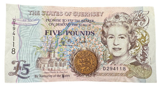 The States Of Guernsey £5 Pounds Banknote 1996-2023