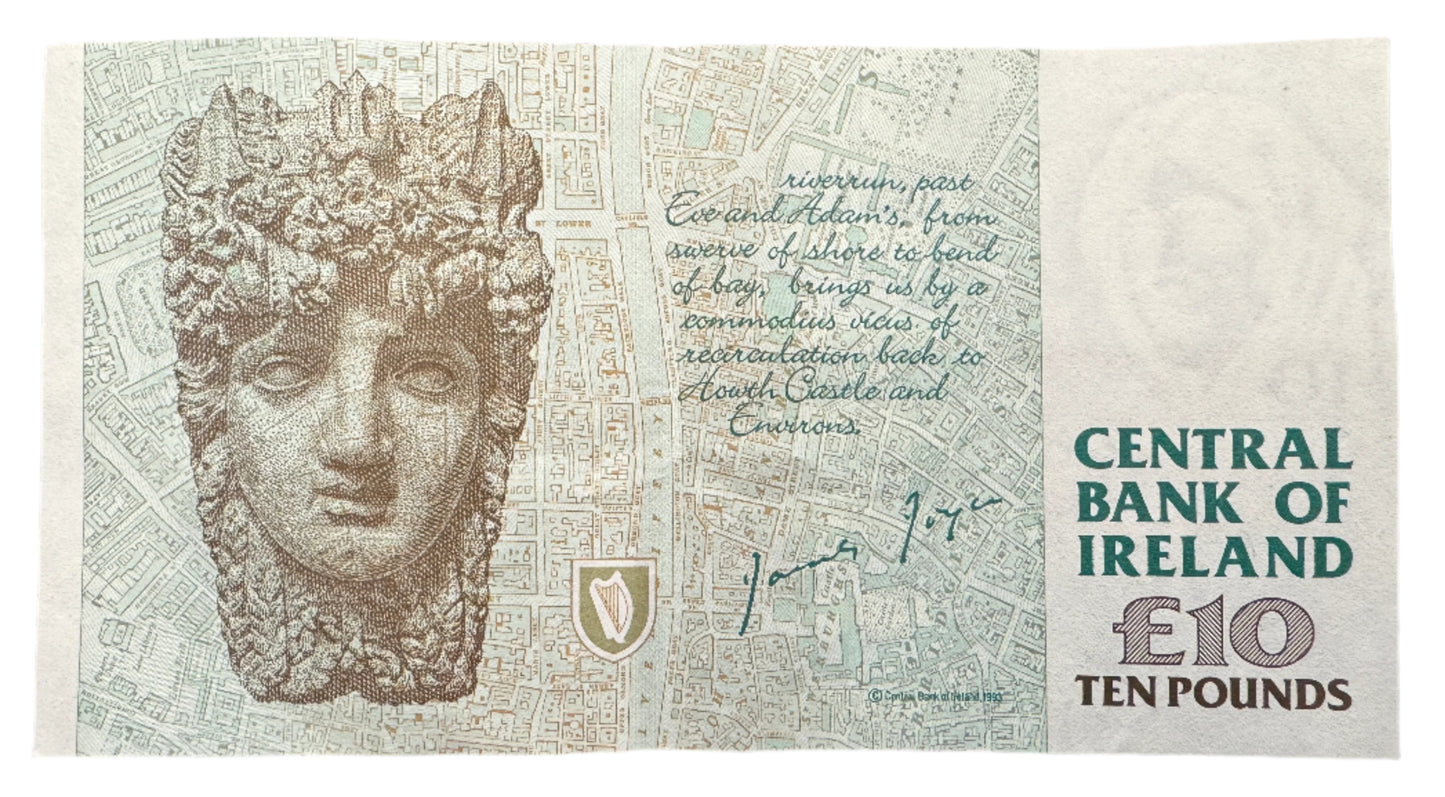 Central Bank Of Ireland £10 Pounds Vintage Banknote 1993-1999