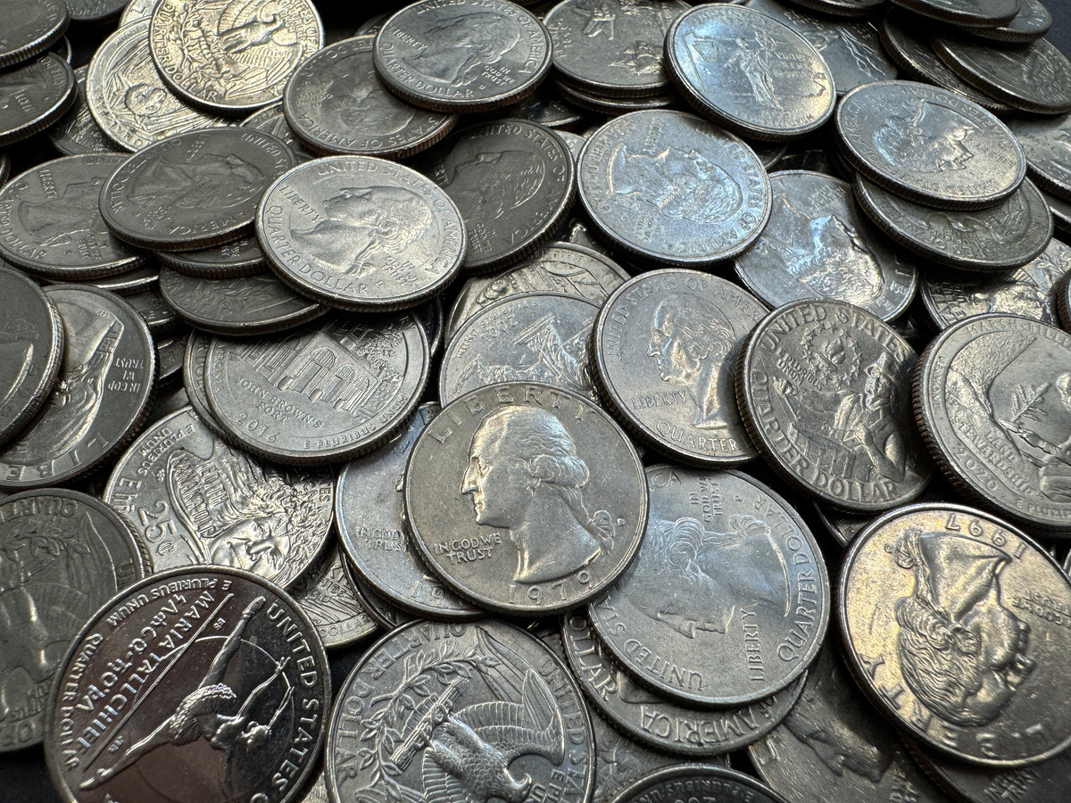 25 Coin 25 Cent Quarters With Various Designs From The United States (Various ...