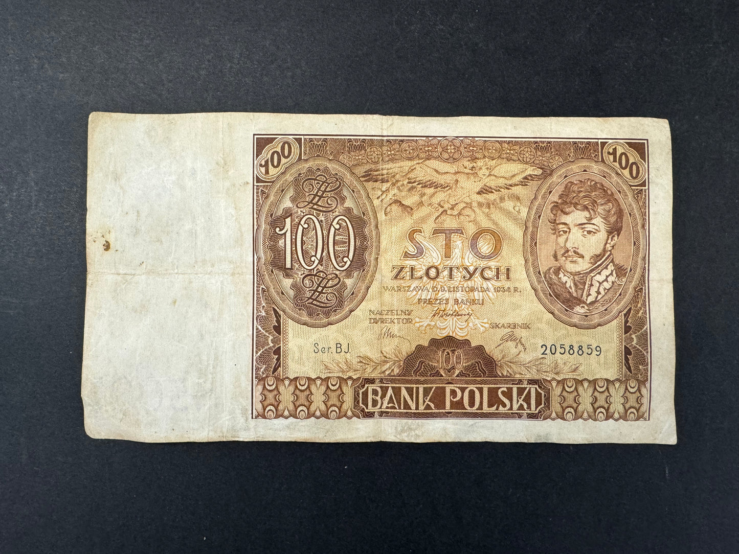 Rare Poland 100 Zloty Banknote Set (issued 1934)