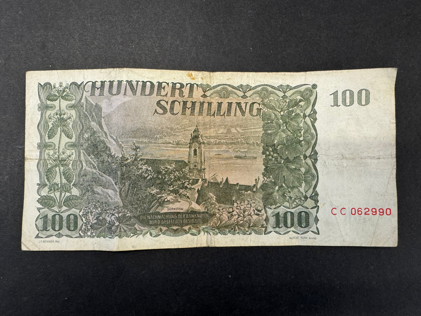 Rare Austria 100 Schilling Banknote (issued 1954)