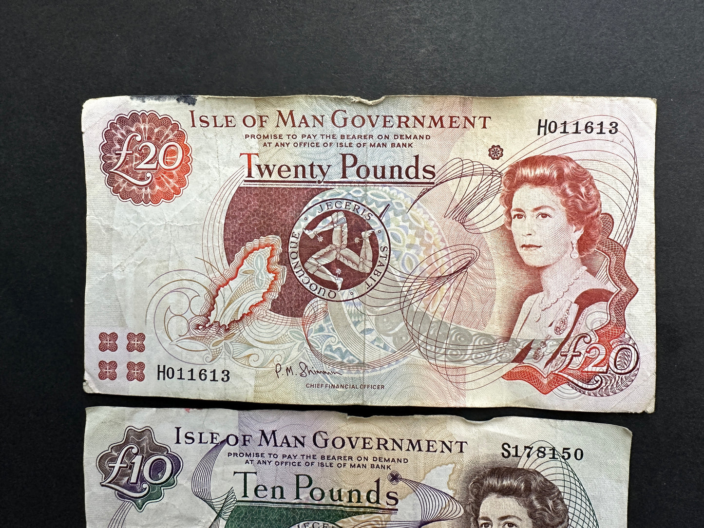 Set of Isle of Man Banknotes  - £20, £10, £5 and £1 pound notes - Highly Desirable