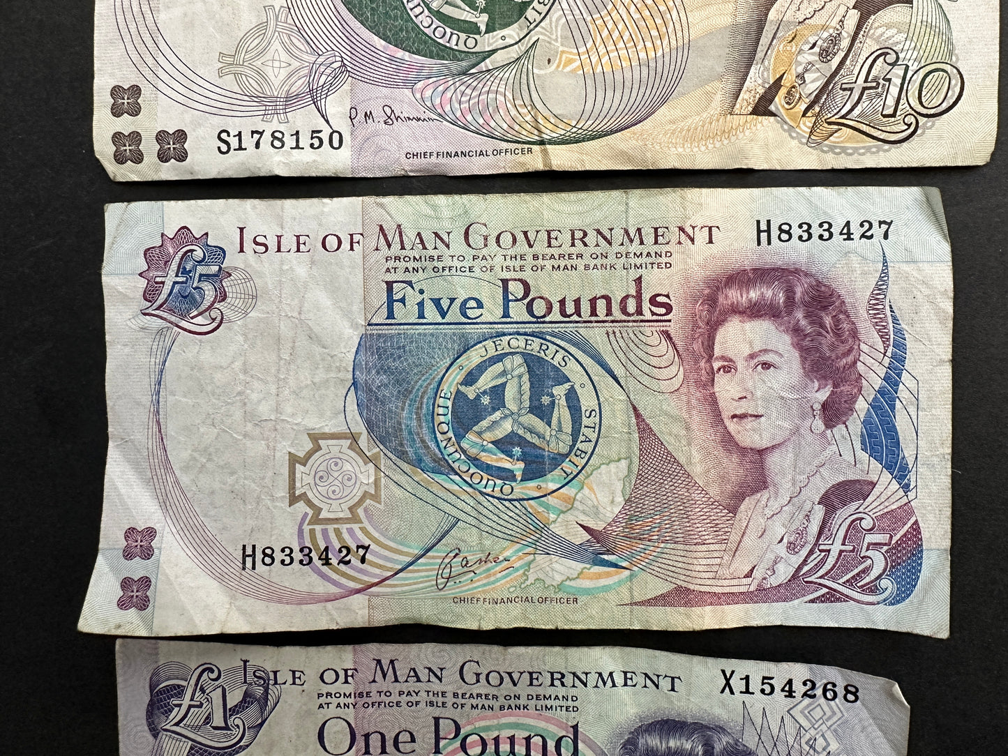 Set of Isle of Man Banknotes  - £20, £10, £5 and £1 pound notes - Highly Desirable