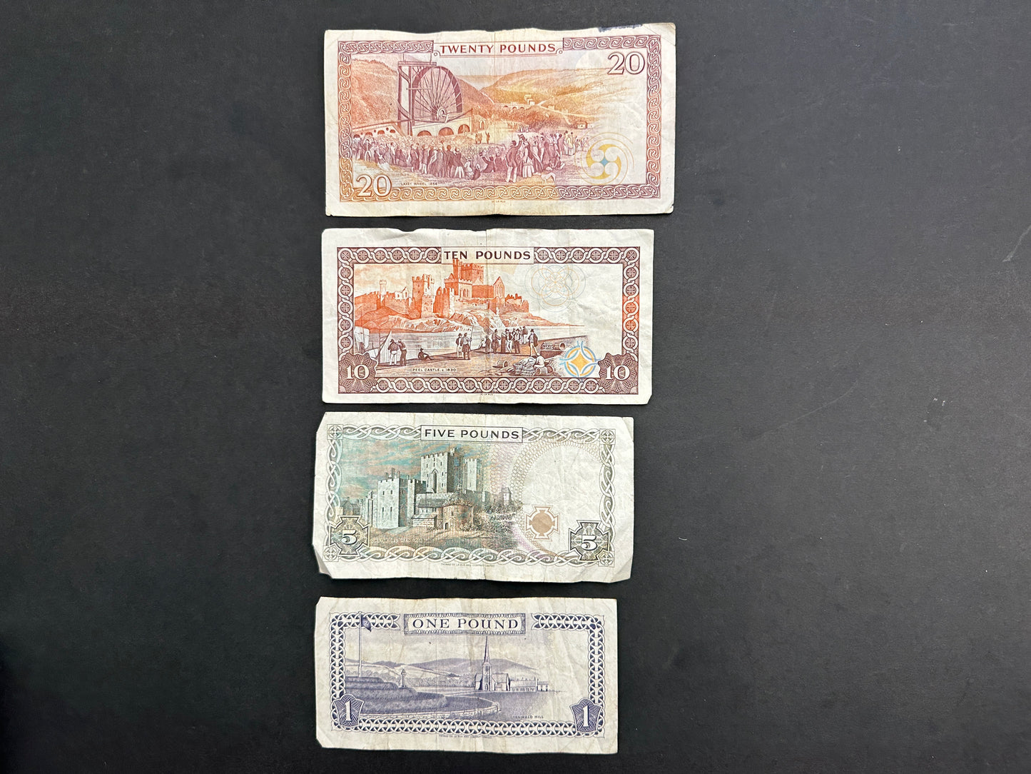 Set of Isle of Man Banknotes  - £20, £10, £5 and £1 pound notes - Highly Desirable